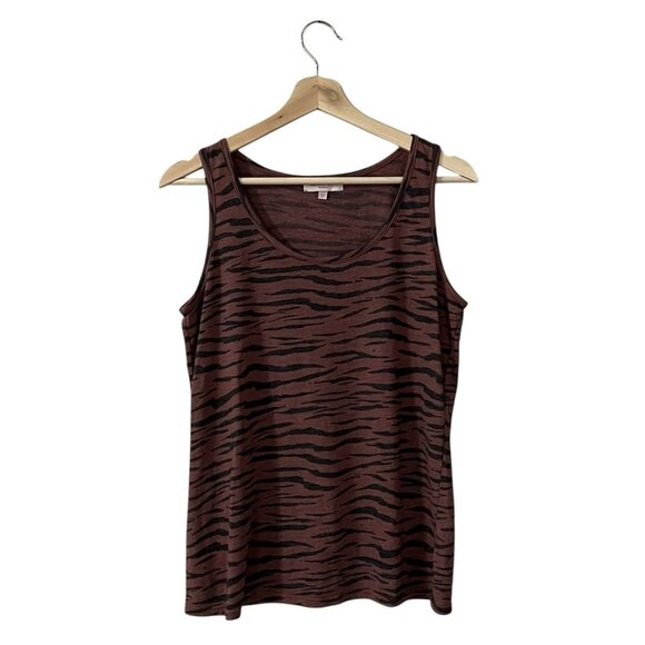 Michael Stars Lulu Tiger-Striped Tank Top Size Small Red Black Animal Scoop Neck - Picture 1 of 6